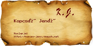 Kopcsó Jenő névjegykártya